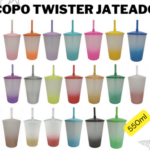 COPO TWISTER – 550ML – 56G – JATEADO DEGRADÊ – C/ TAMPA E CANUDO