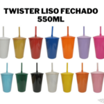 COPO TWISTER – 550ML – 56G – LISO FECHADO – C/ TAMPA E CANUDO