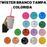 COPO TWISTER – 300ML – 38G – LISO BRANCO – C/ TAMPA E CANUDO