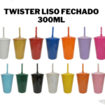 COPO TWISTER – 300ML – 38G – LISO FECHADO – C/ TAMPA E CANUDO
